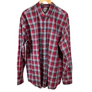 Cinch Men's Large Plaid Button Down Long Sleeve Thick Shirt Cowboy Red Turquoise